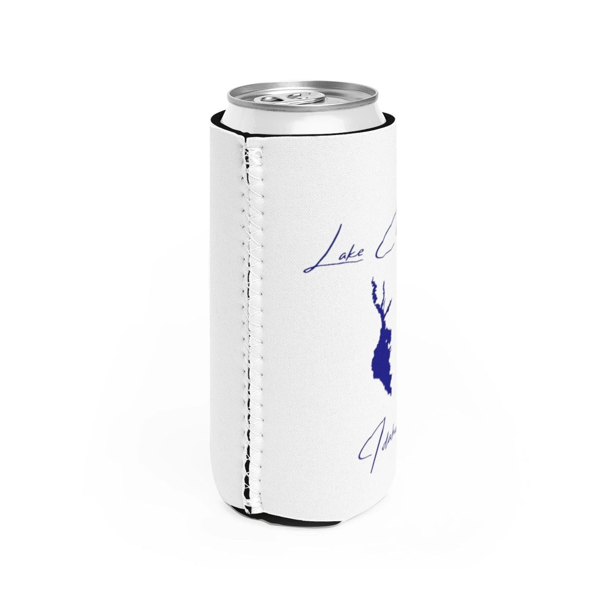 Idaho Lake Cascade Slim Can Koozie all position view from right white.webp