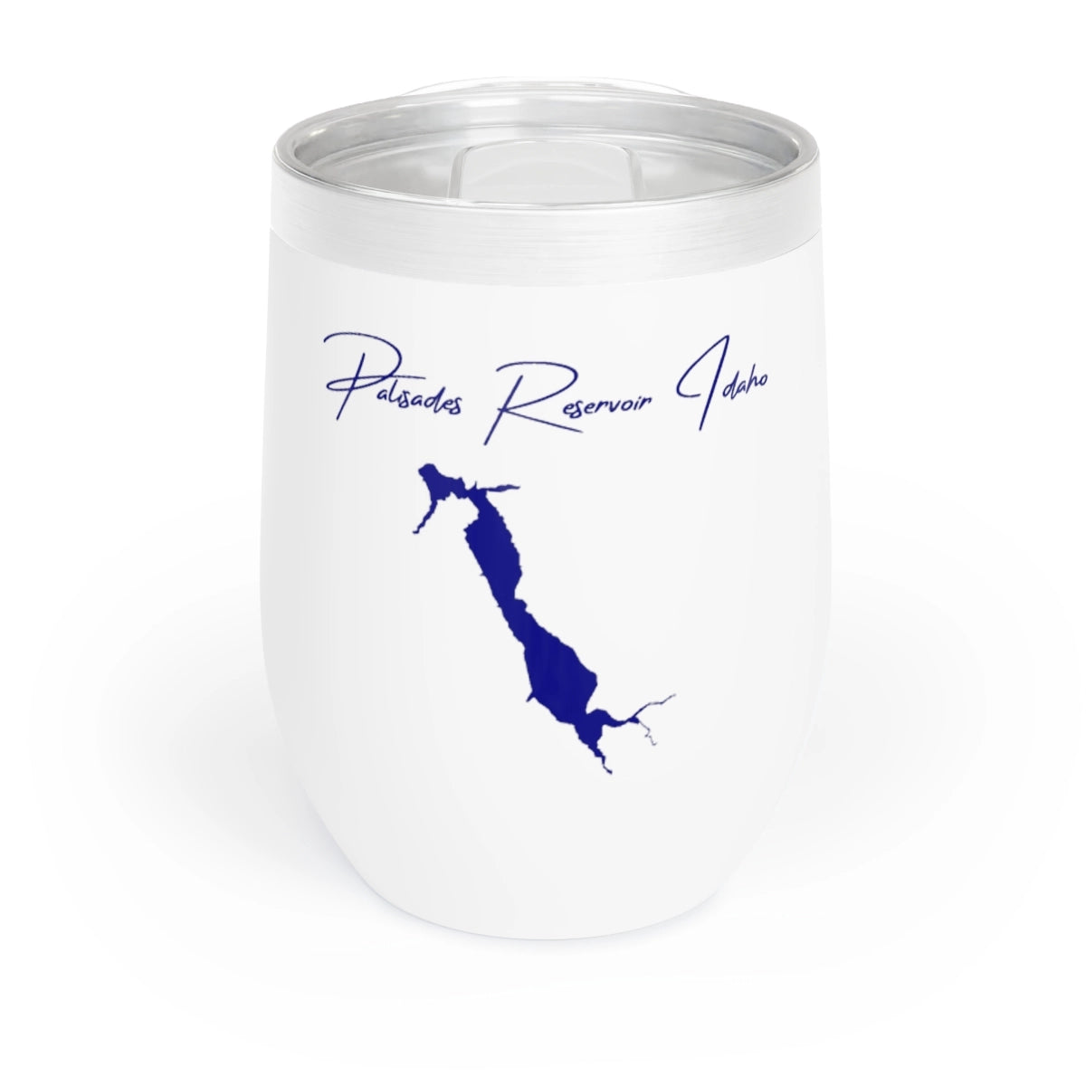 Idaho Palisades Reservoir Wine Tumbler front position view from front white.webp