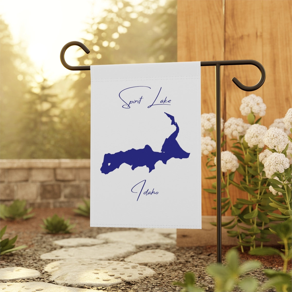 Idaho Spirit Lake Garden Banner other position view from context-1 12'' x 18''.webp