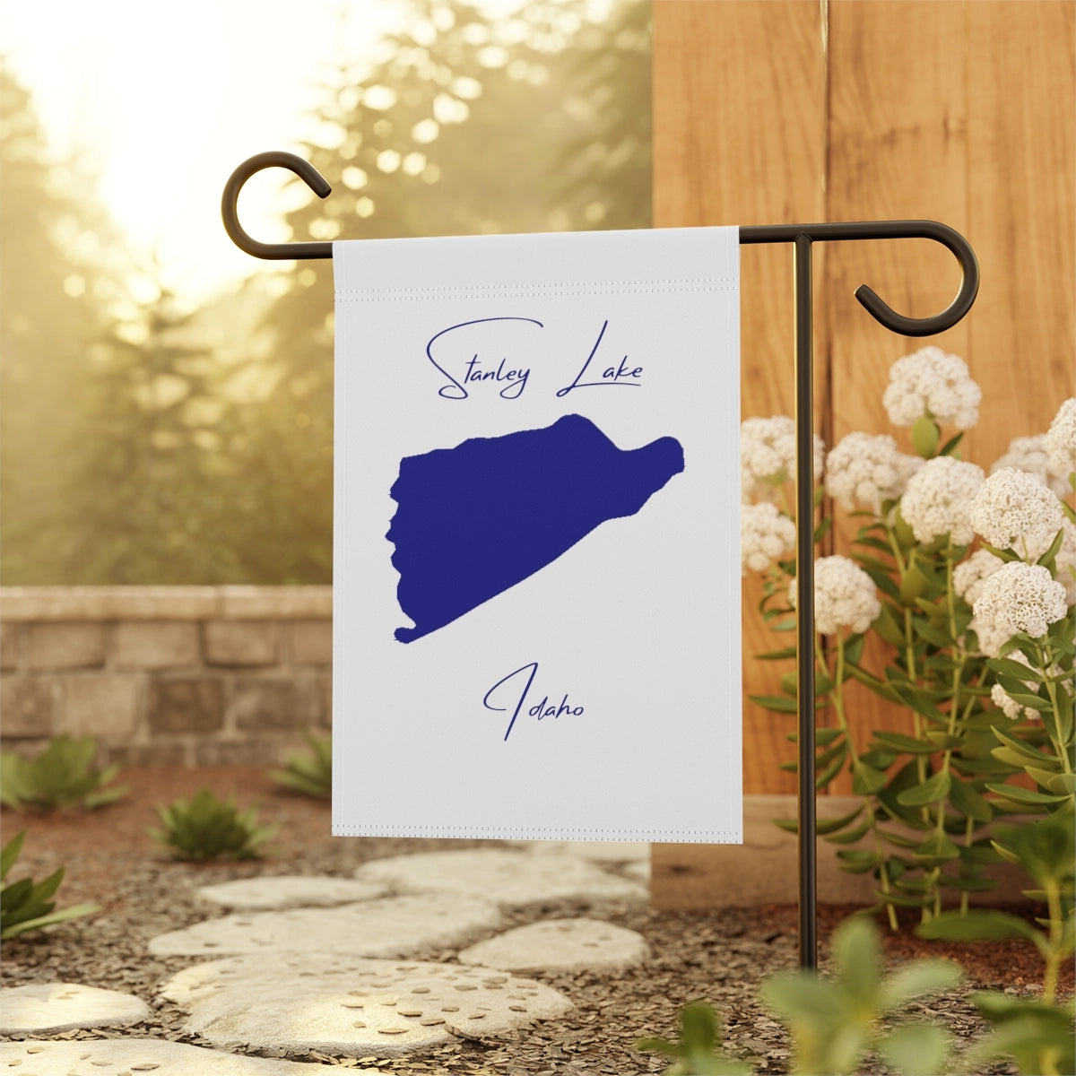 Idaho Stanley Lake Garden Banner other position view from context-1 12'' x 18''.webp