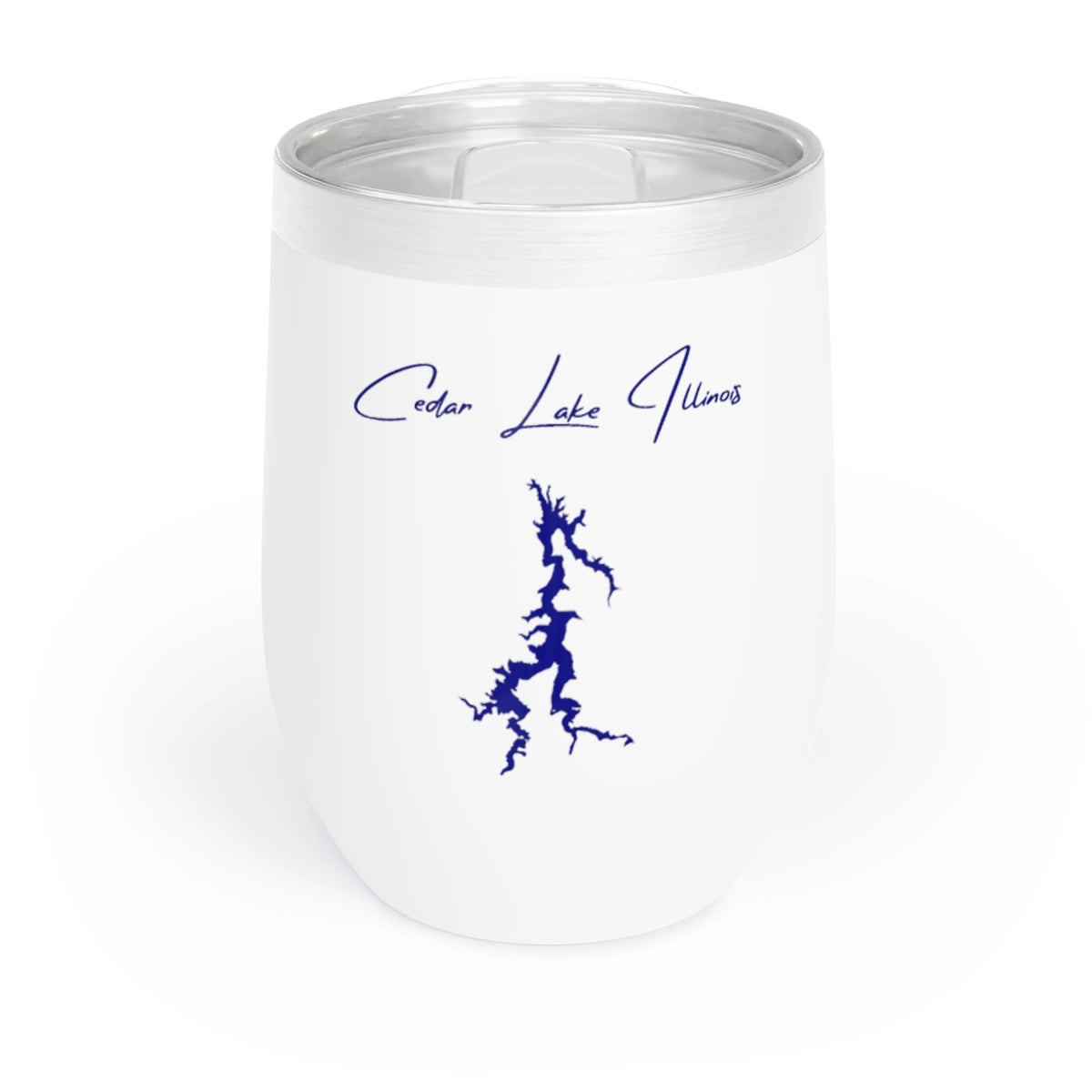 Illinois Cedar Lake Wine Tumbler front position view from front white.webp