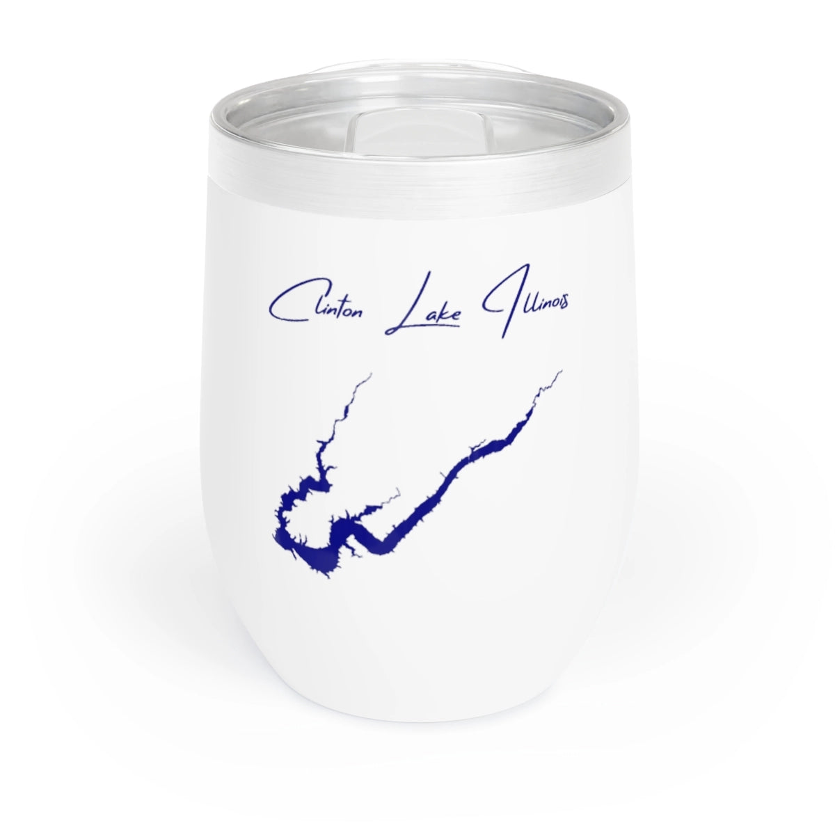 Illinois Clinton Lake Wine Tumbler front position view from front white.webp