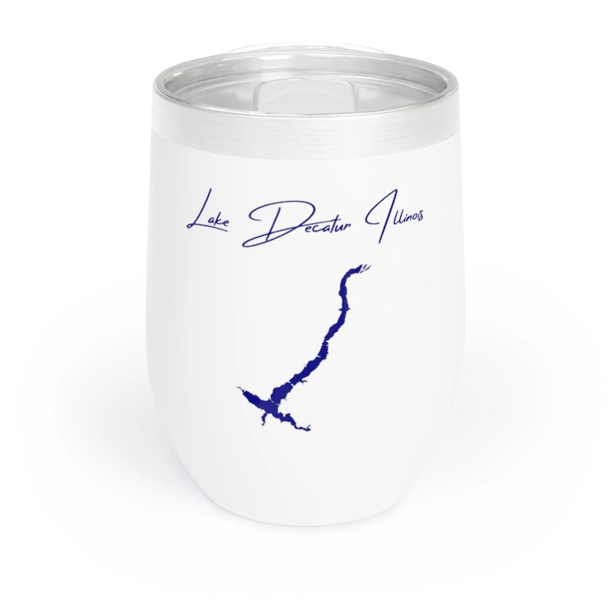 Illinois Lake Decatur Wine Tumbler front position view from front white.webp