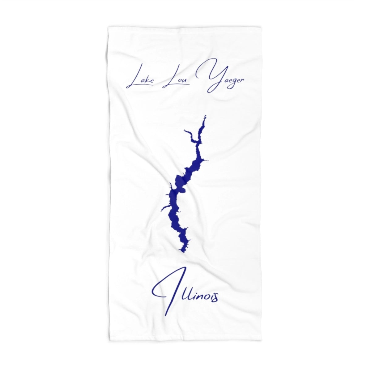Illinois Lake Lou Yaeger Beach Towel front position view from front 36 x 72.webp