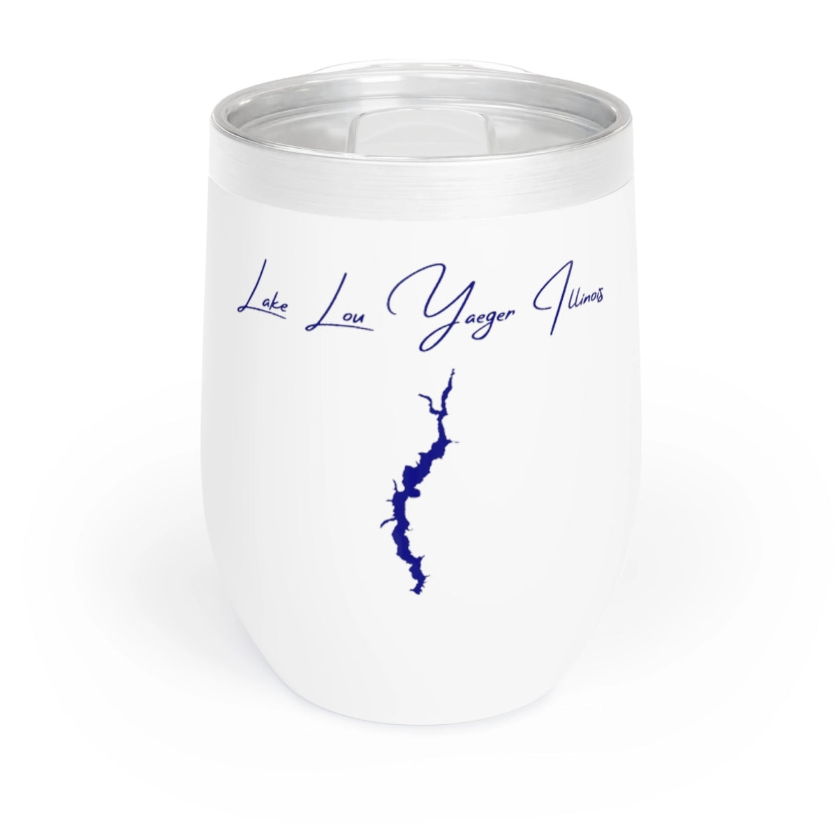 Illinois Lake Lou Yaeger Wine Tumbler front position view from front white.webp