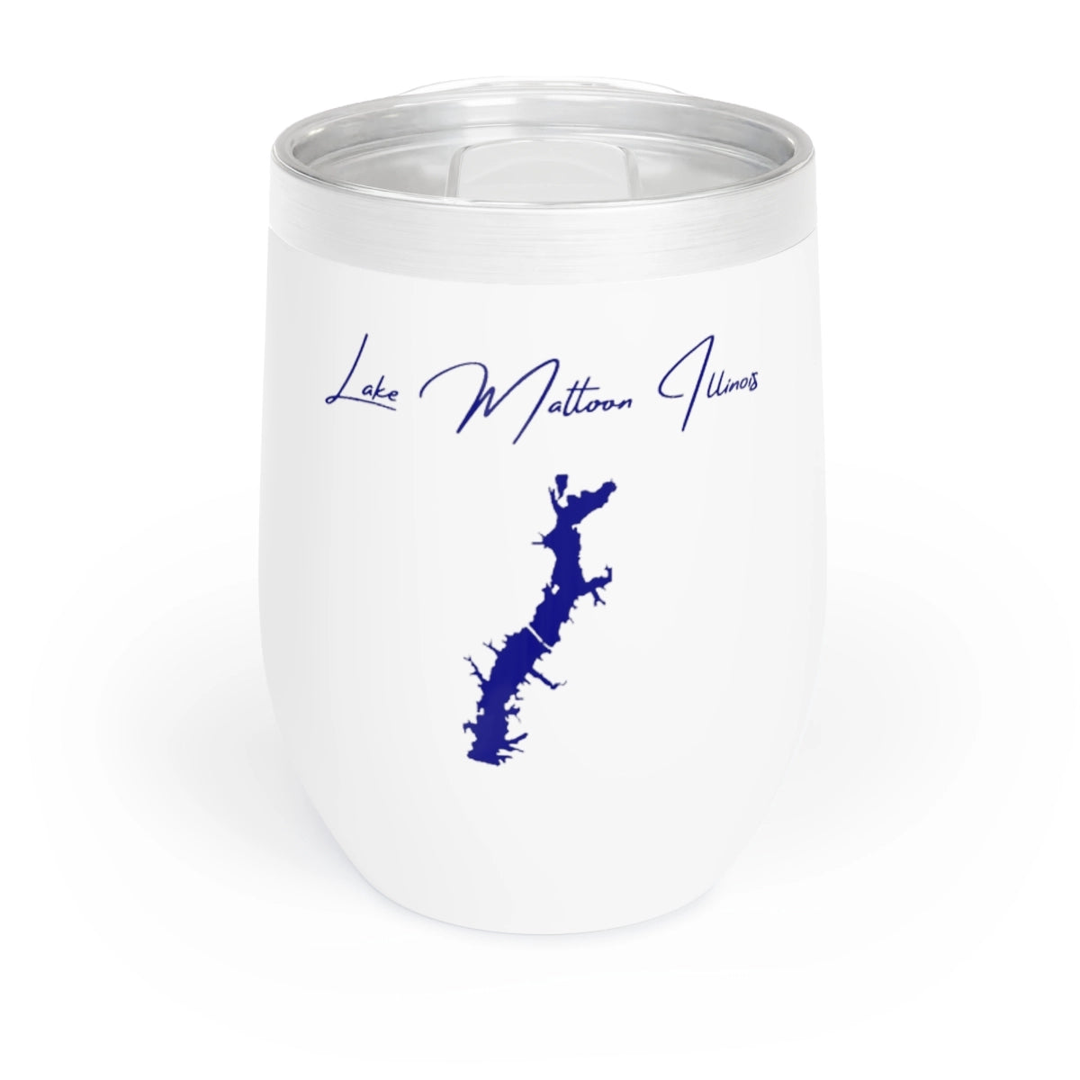 Illinois Lake Mattoon Wine Tumbler front position view from front white.webp