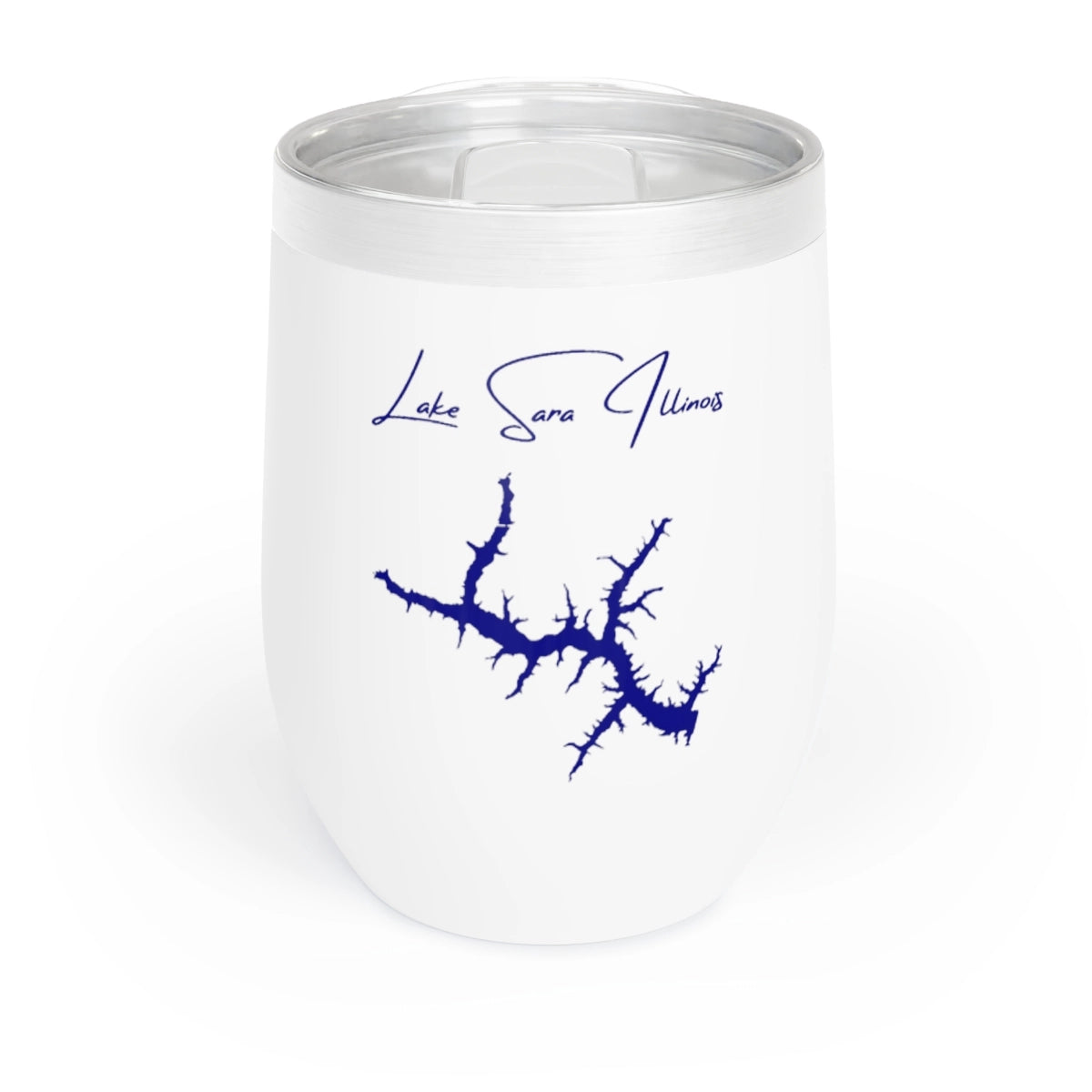 Illinois Lake Sara Wine Tumbler front position view from front white.webp