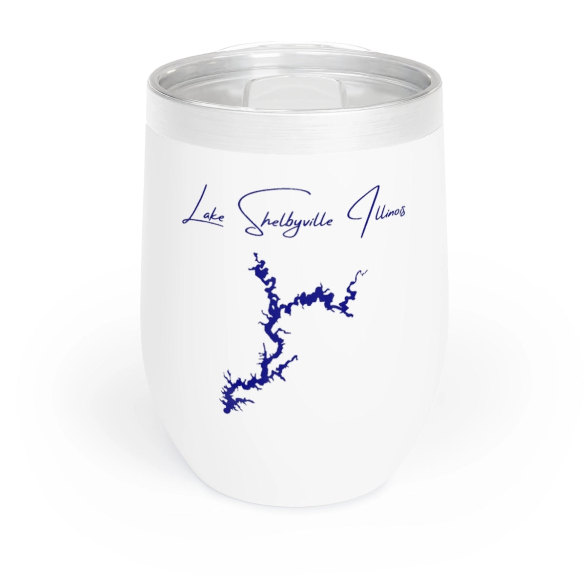 Illinois Lake Shelbyville Wine Tumbler front position view from front white.webp