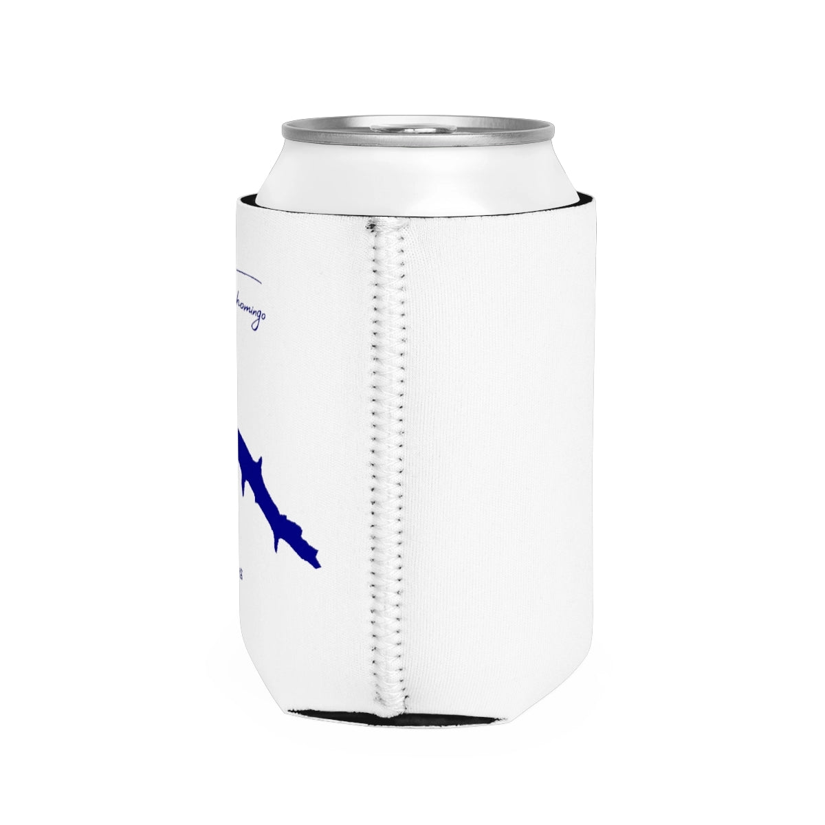 Illinois Lake Tishomingo Can Koozie all position view from right white.webp