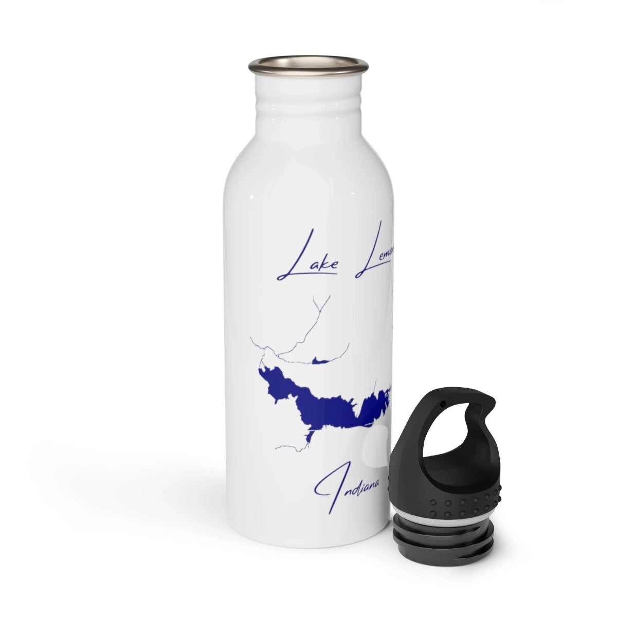 Indiana Lake Lemon Water bottle other position view from open white.webp