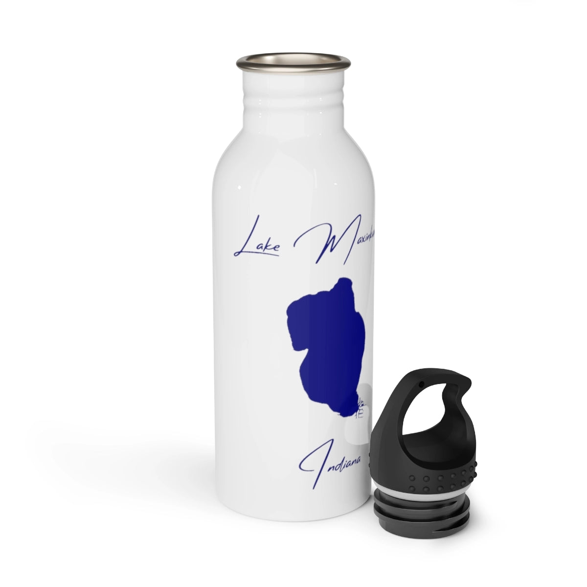 Indiana Lake Maxinkuckee Water bottle other position view from open white.webp