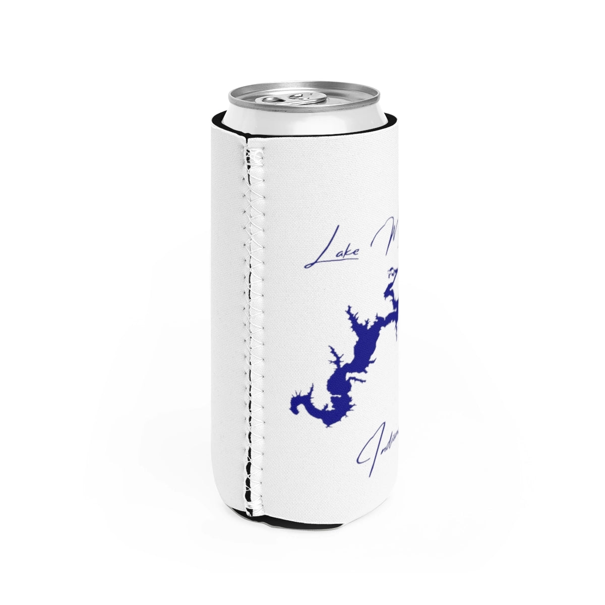 Indiana Lake Monroe Slim Can Koozie all position view from right white.webp