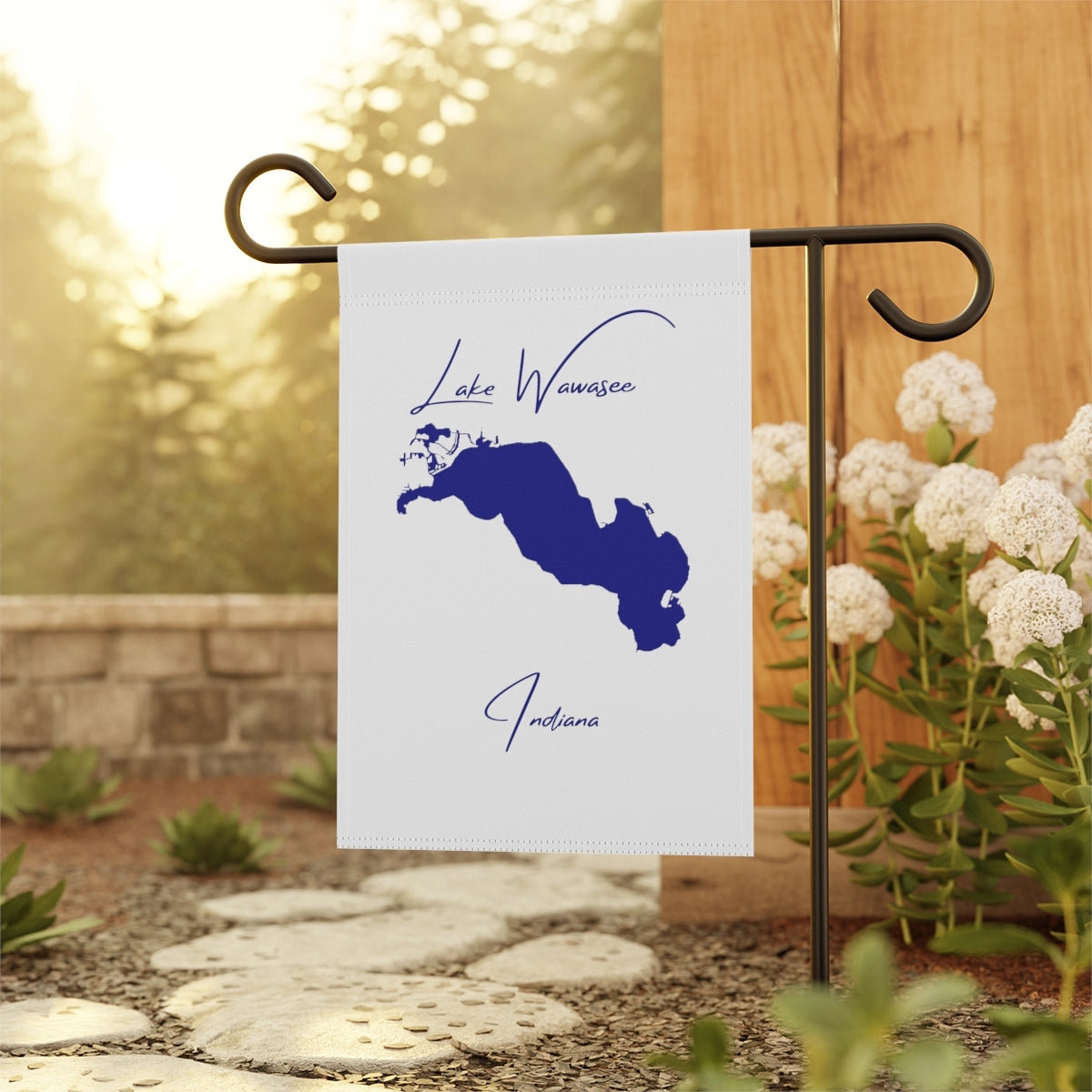 Indiana Lake Wawasee Garden Banner other position view from context-1 12'' x 18''.webp