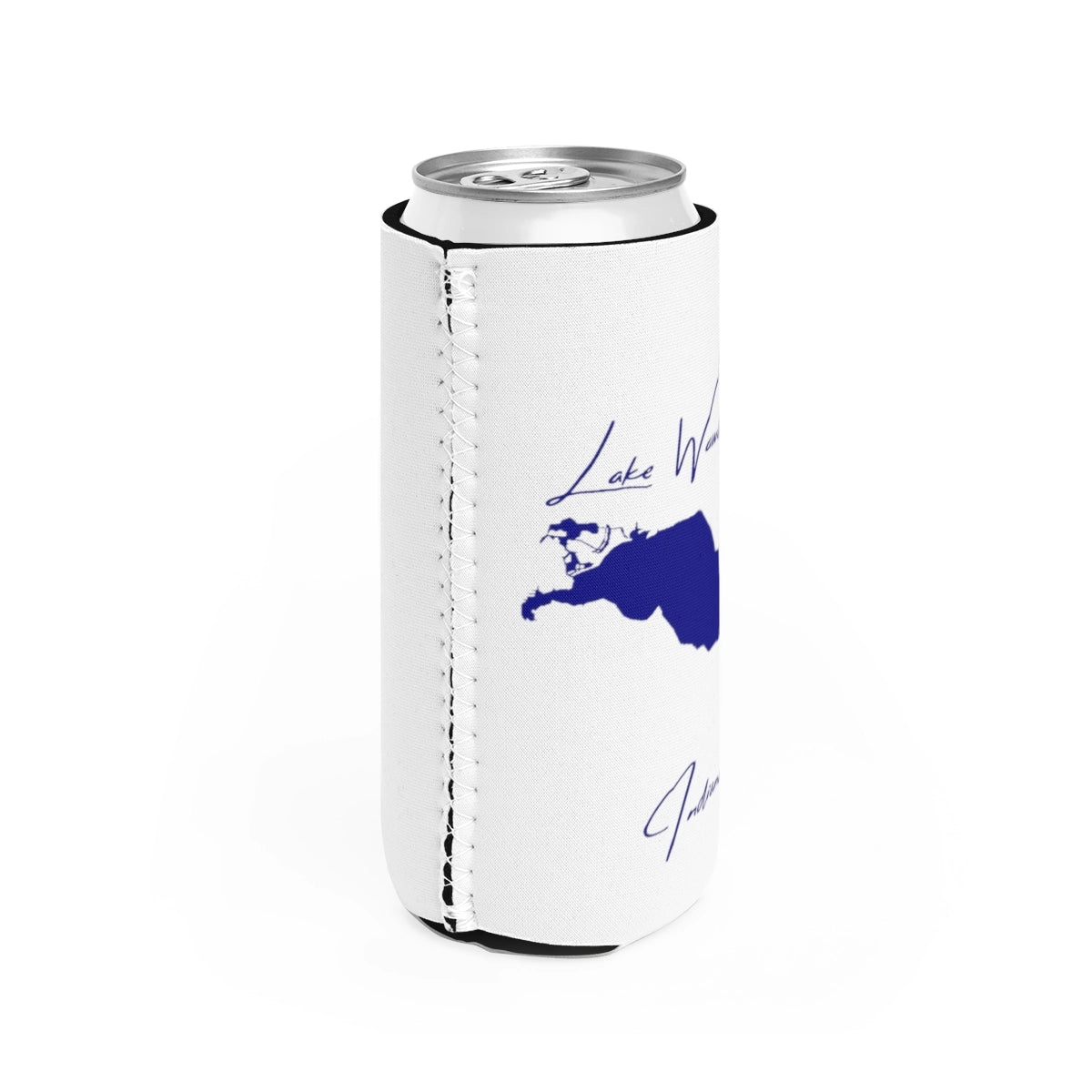 Indiana Lake Wawasee Slim Can Koozie all position view from right white.webp
