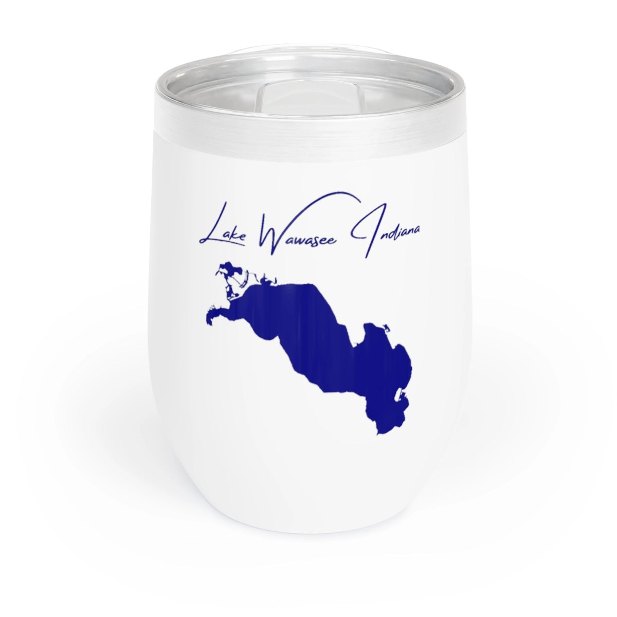 Indiana Lake Wawasee Wine Tumbler front position view from front white.webp