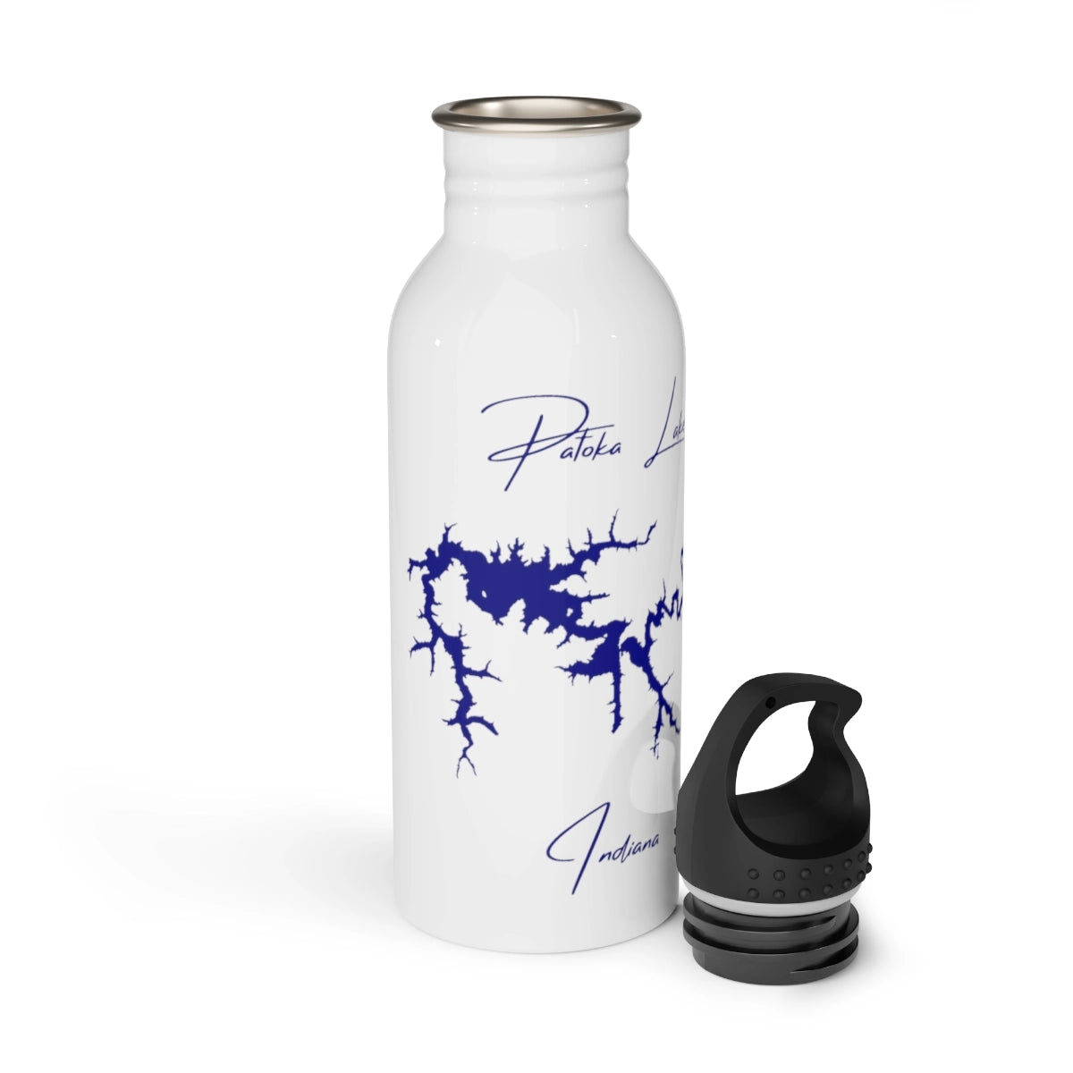 Indiana Patoka Lake Water bottle other position view from open white.webp