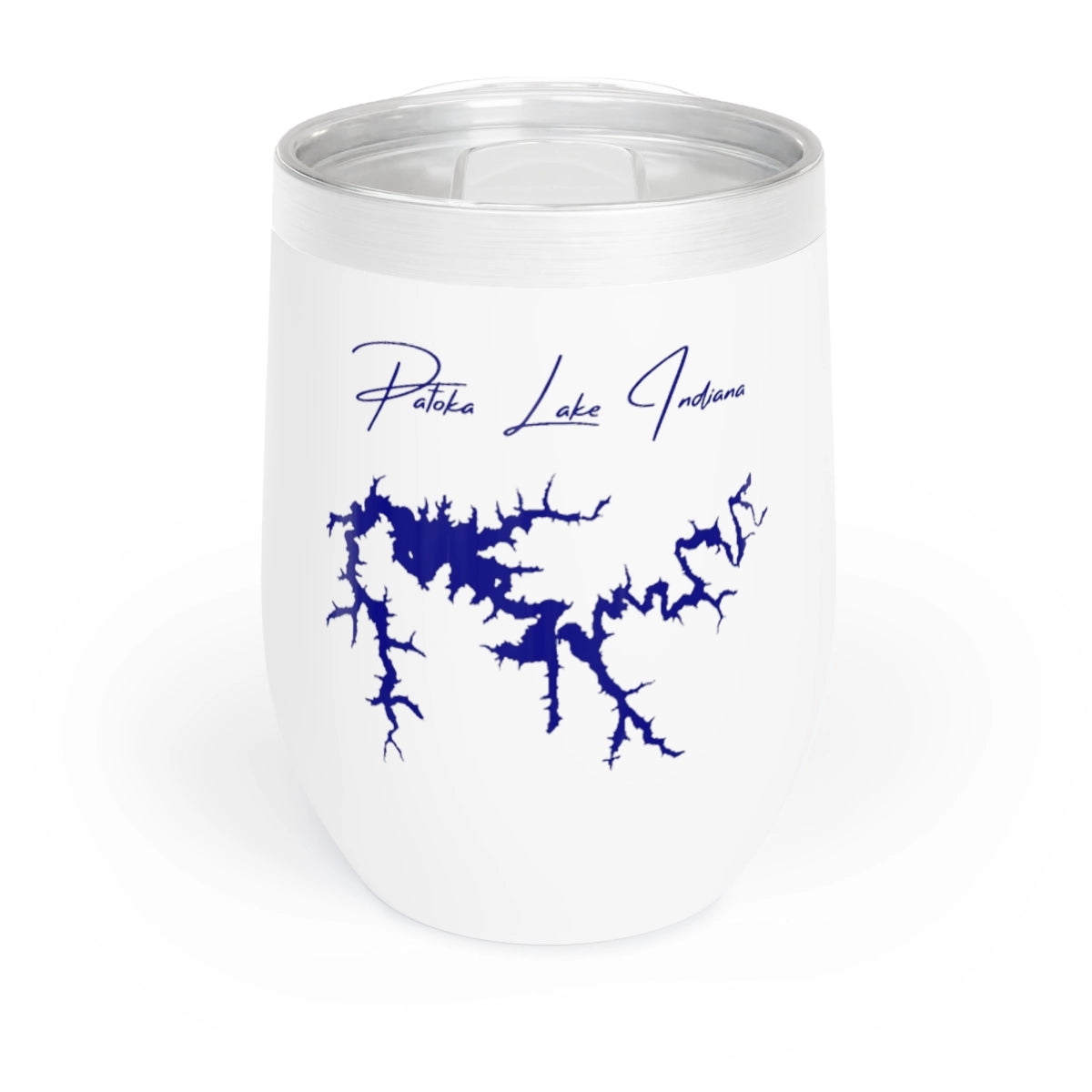 Indiana Patoka Lake Wine Tumbler front position view from front white.webp