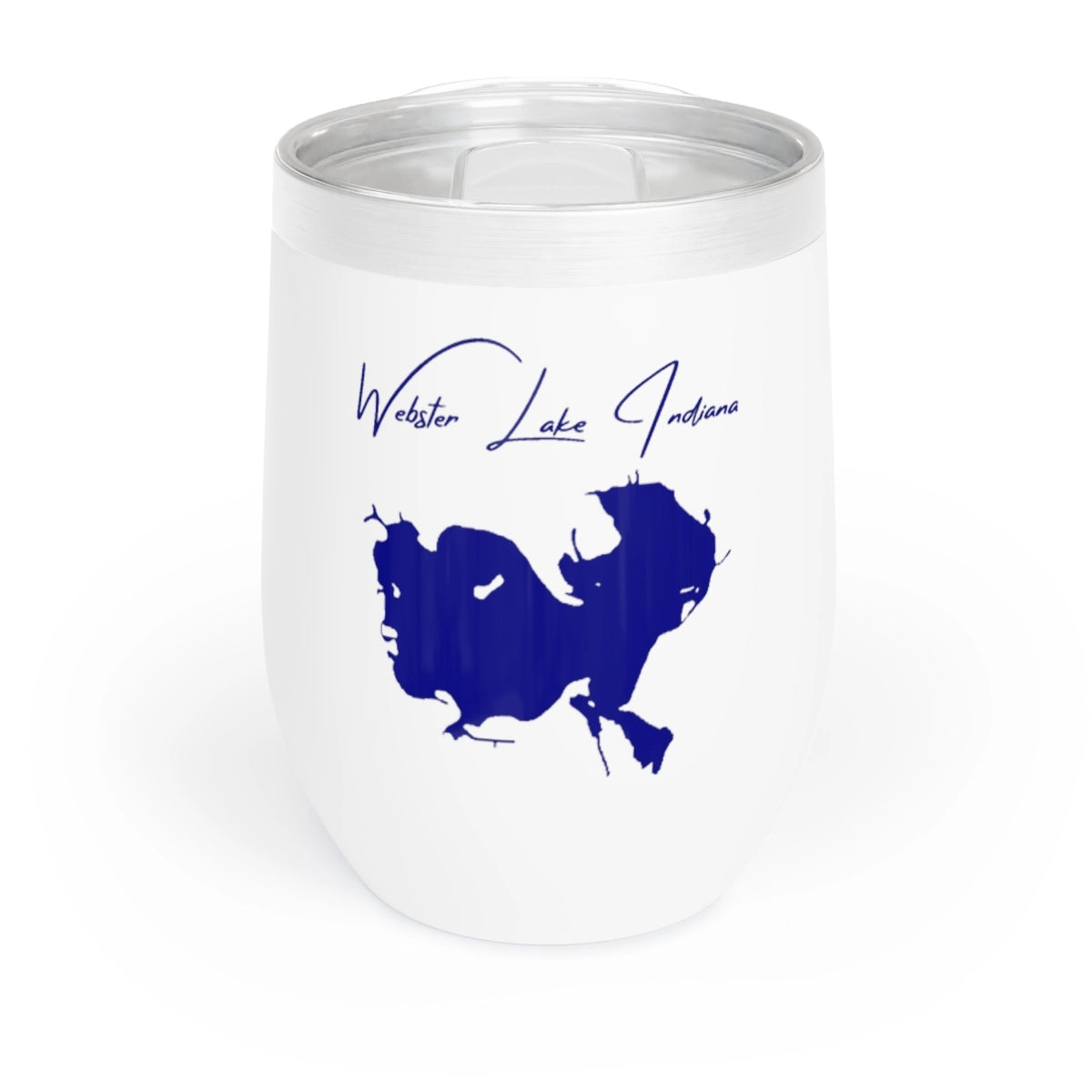 Indiana Webster Lake Wine Tumbler front position view from front white.webp