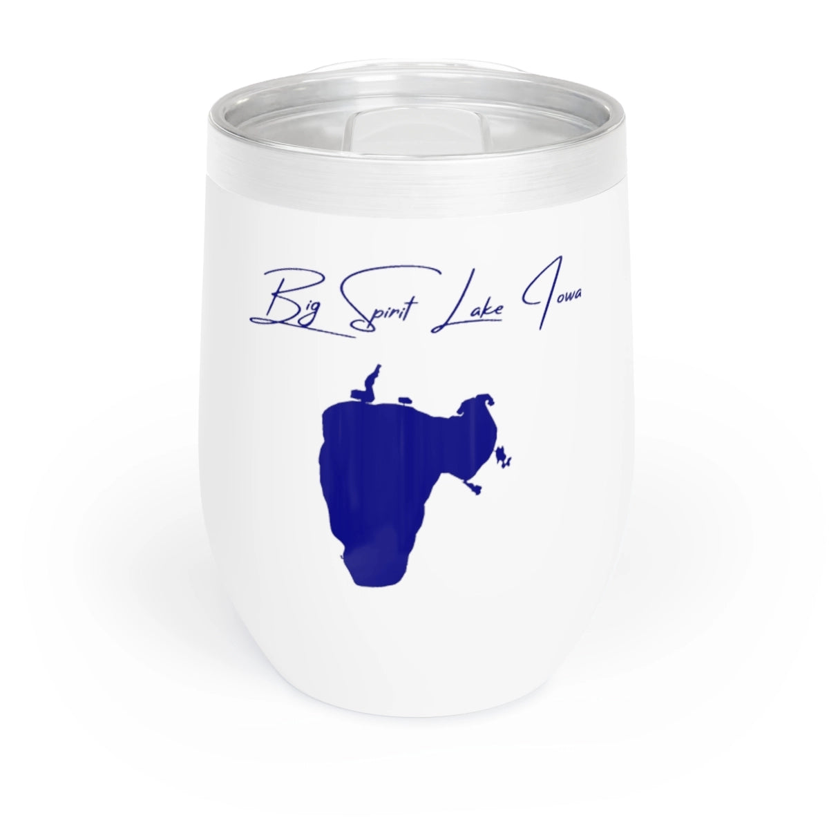 Iowa Big Spirit Lake Wine Tumbler front position view from front white.webp