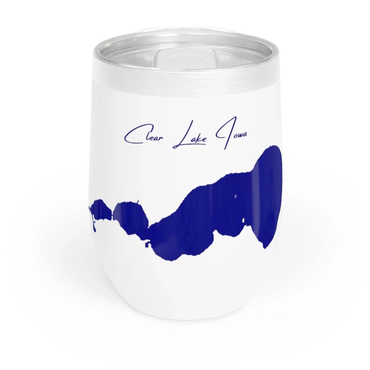 Iowa Clear Lake Wine Tumbler front position view from front white.webp