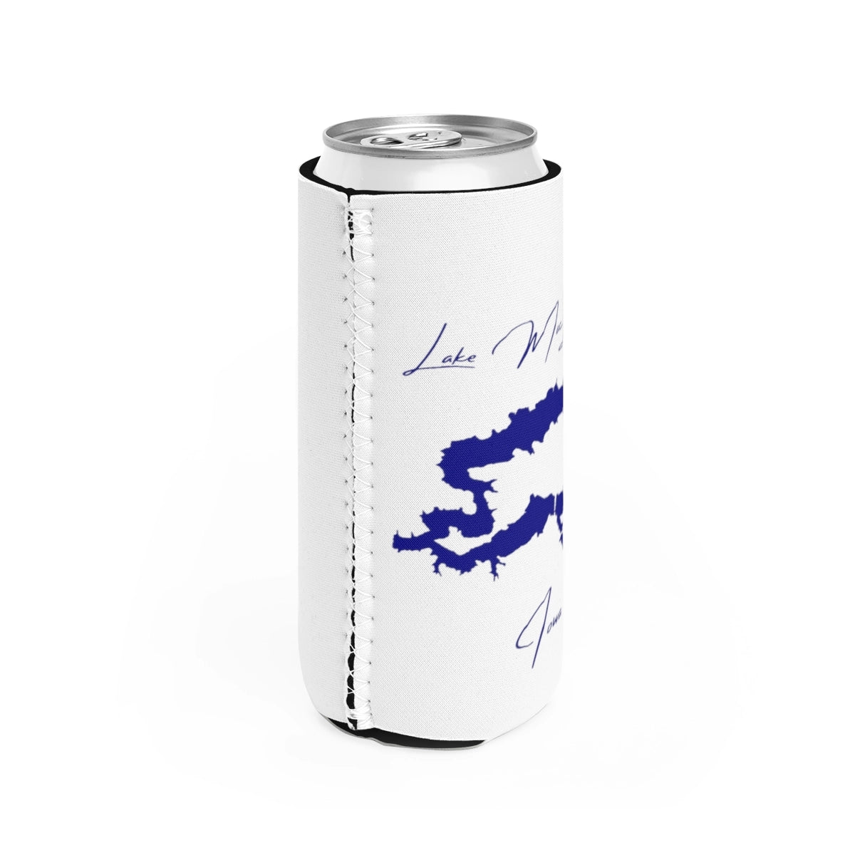 Iowa Lake MacBride Slim Can Koozie all position view from right white.webp