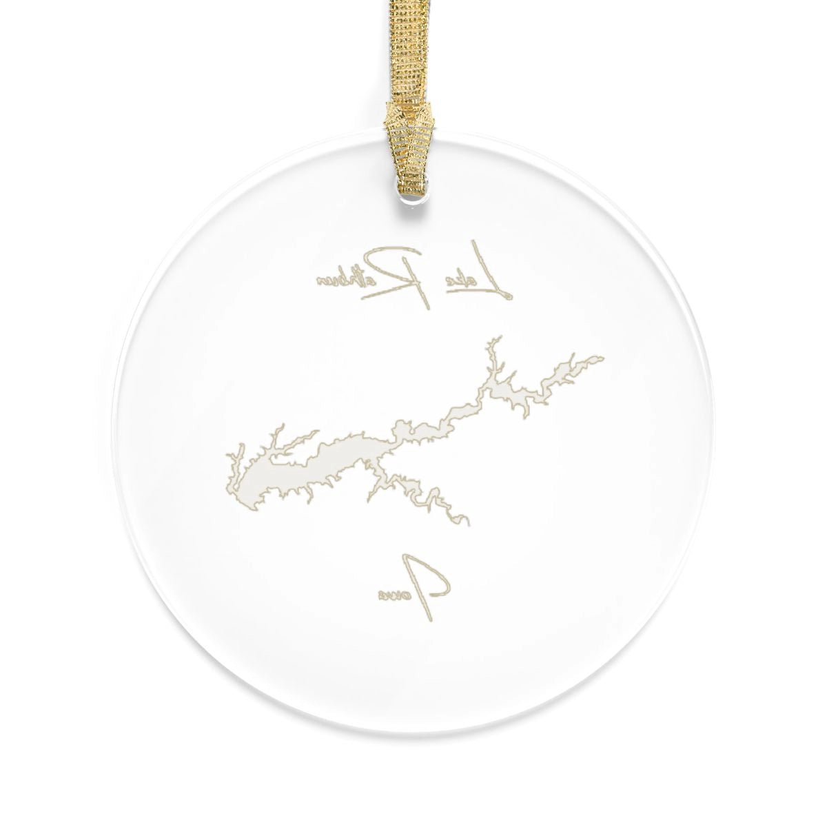 Iowa Lake Rathbun Tree Ornament other position view from back round.webp