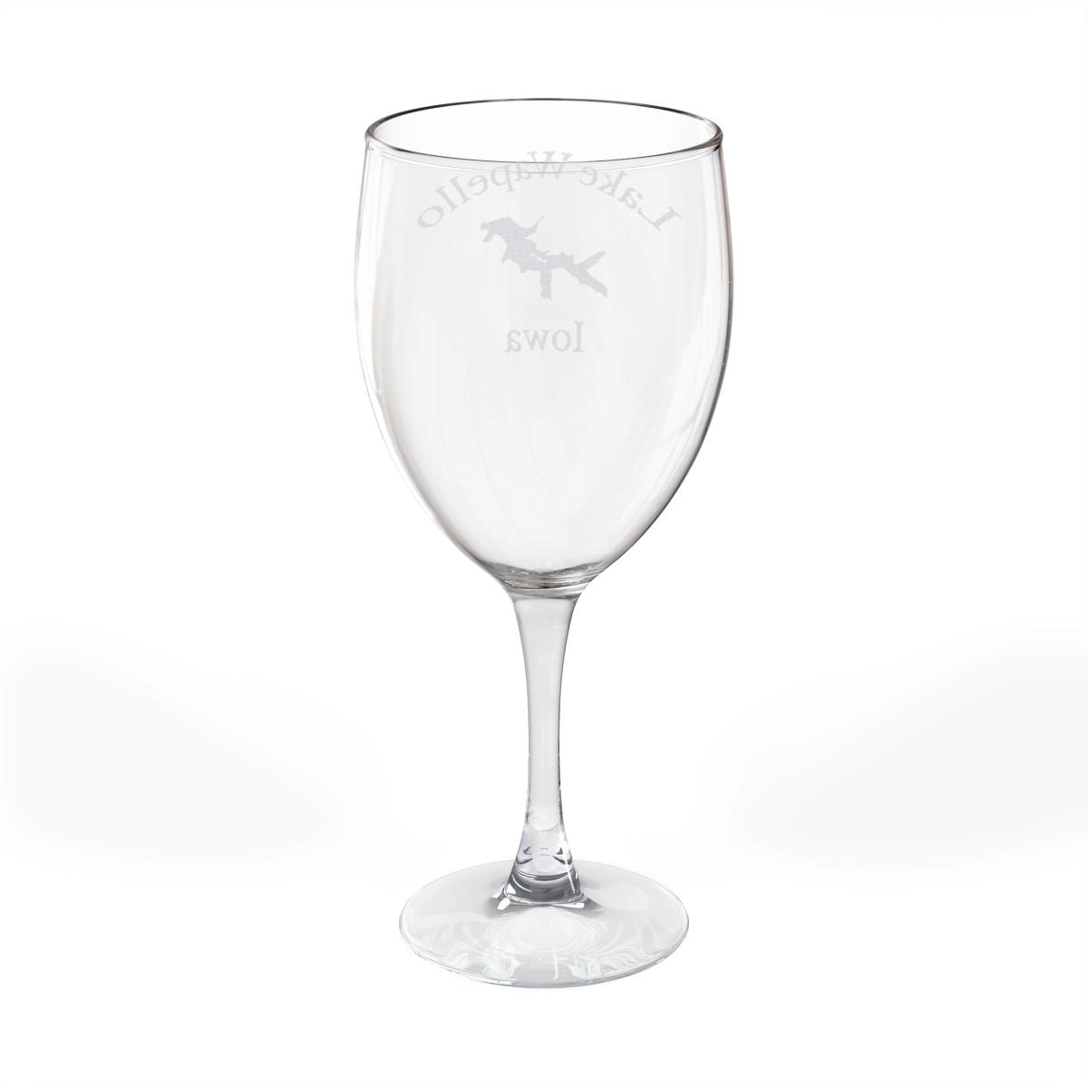 Iowa Lake Wapello Engraved Wine Glass other position view from back 10.5oz.webp