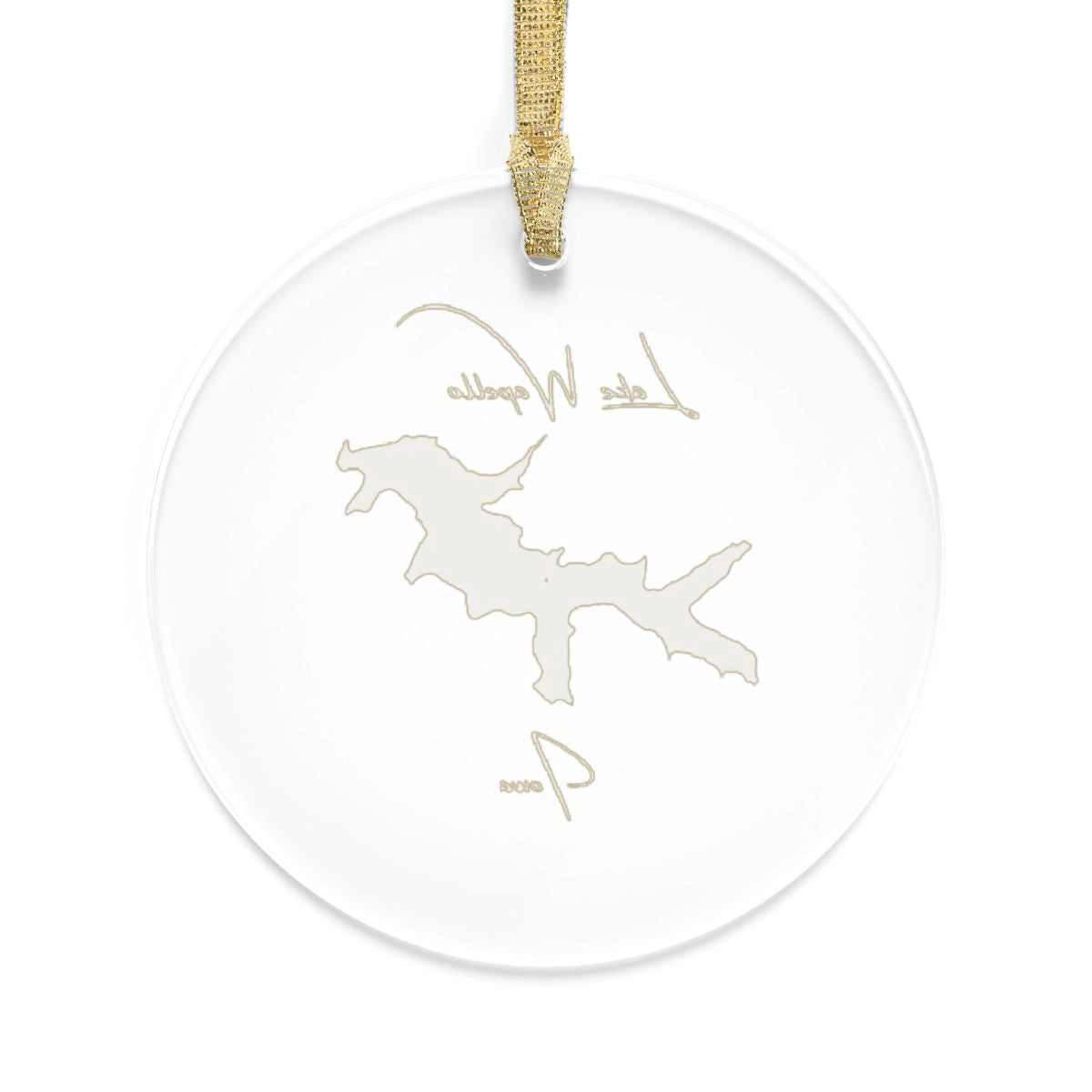 Iowa Lake Wapello Tree Ornament other position view from back round.webp