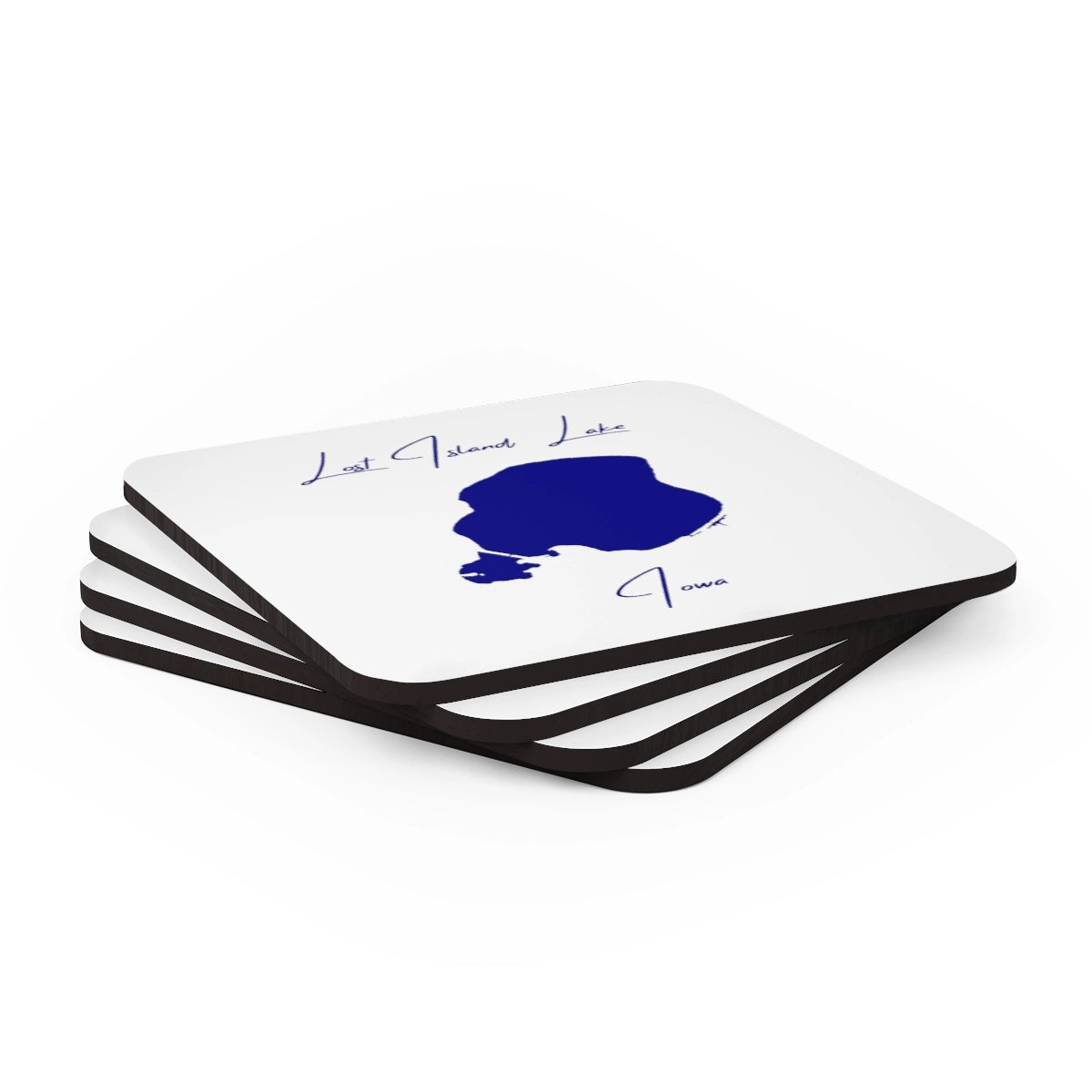 Iowa Lost Island Lake Coaster Set front position view from stacked 3.75 x 3.75.webp