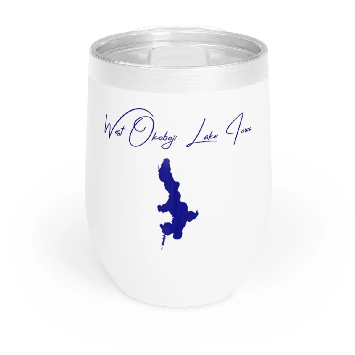 Iowa West Okoboji Lake Wine Tumbler front position view from front white.webp