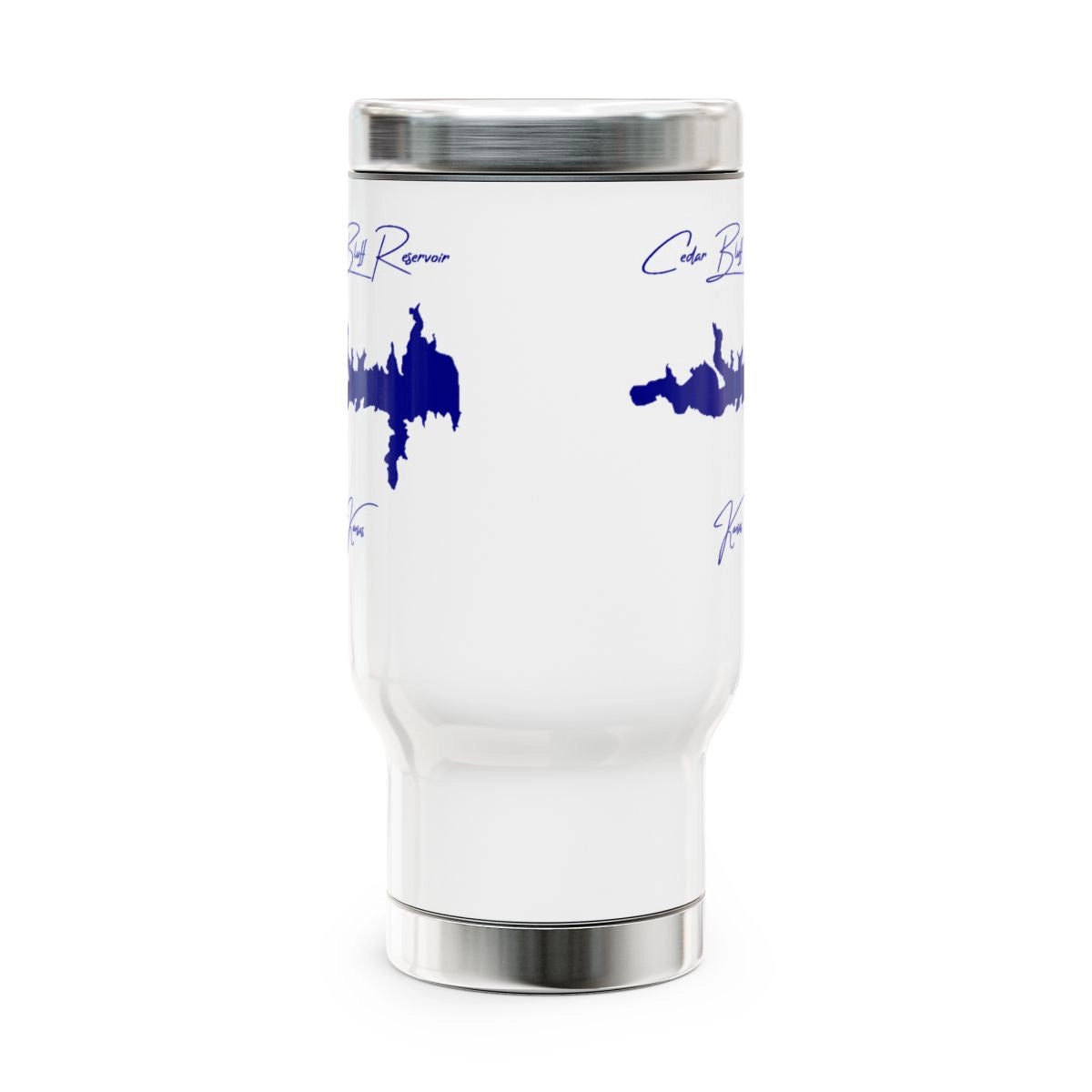 Kansas Cedar Bluff Reservoir Travel Mug other position view from front 14oz.webp