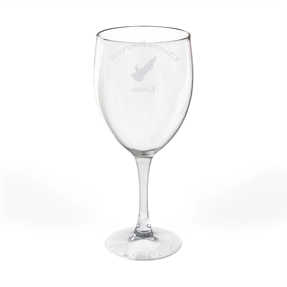 Kansas Cheney Reservoir Engraved Wine Glass other position view from back 10.5oz.webp