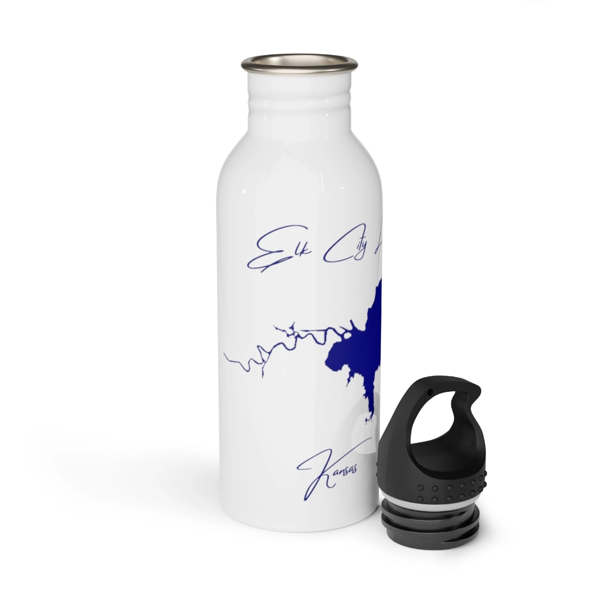 Kansas Elk City Lake Water bottle other position view from open white.webp