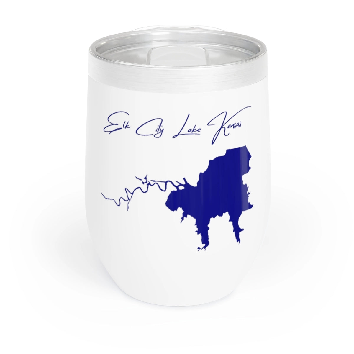 Kansas Elk City Lake Wine Tumbler front position view from front white.webp