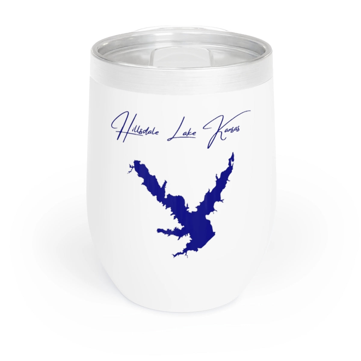 Kansas Hillsdale Lake Wine Tumbler front position view from front white.webp