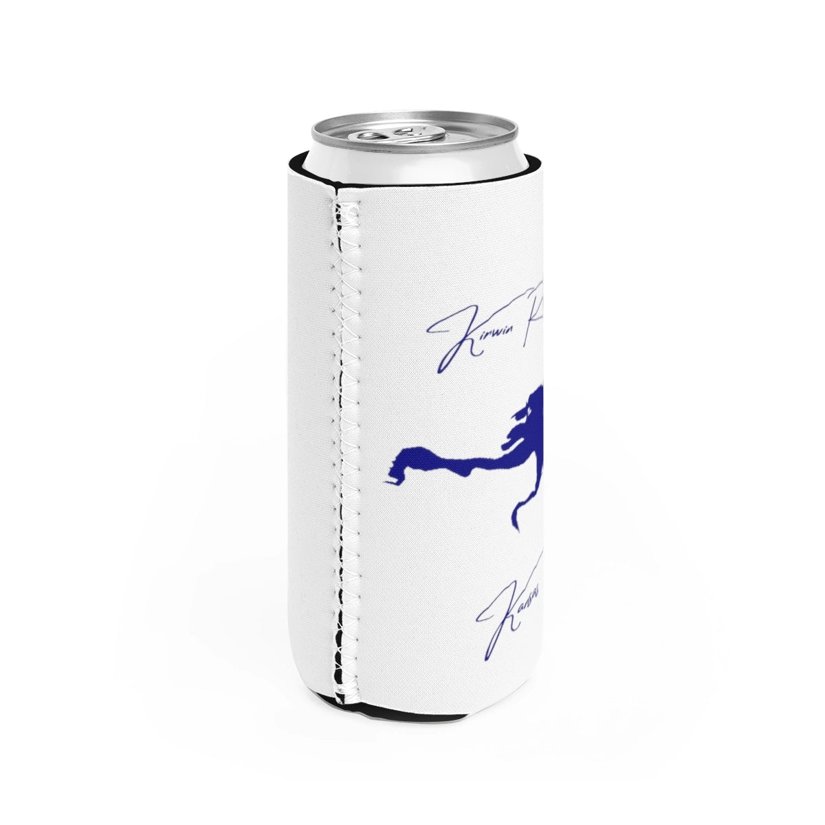 Kansas Kirwin Reservoir Slim Can Koozie all position view from right white.webp