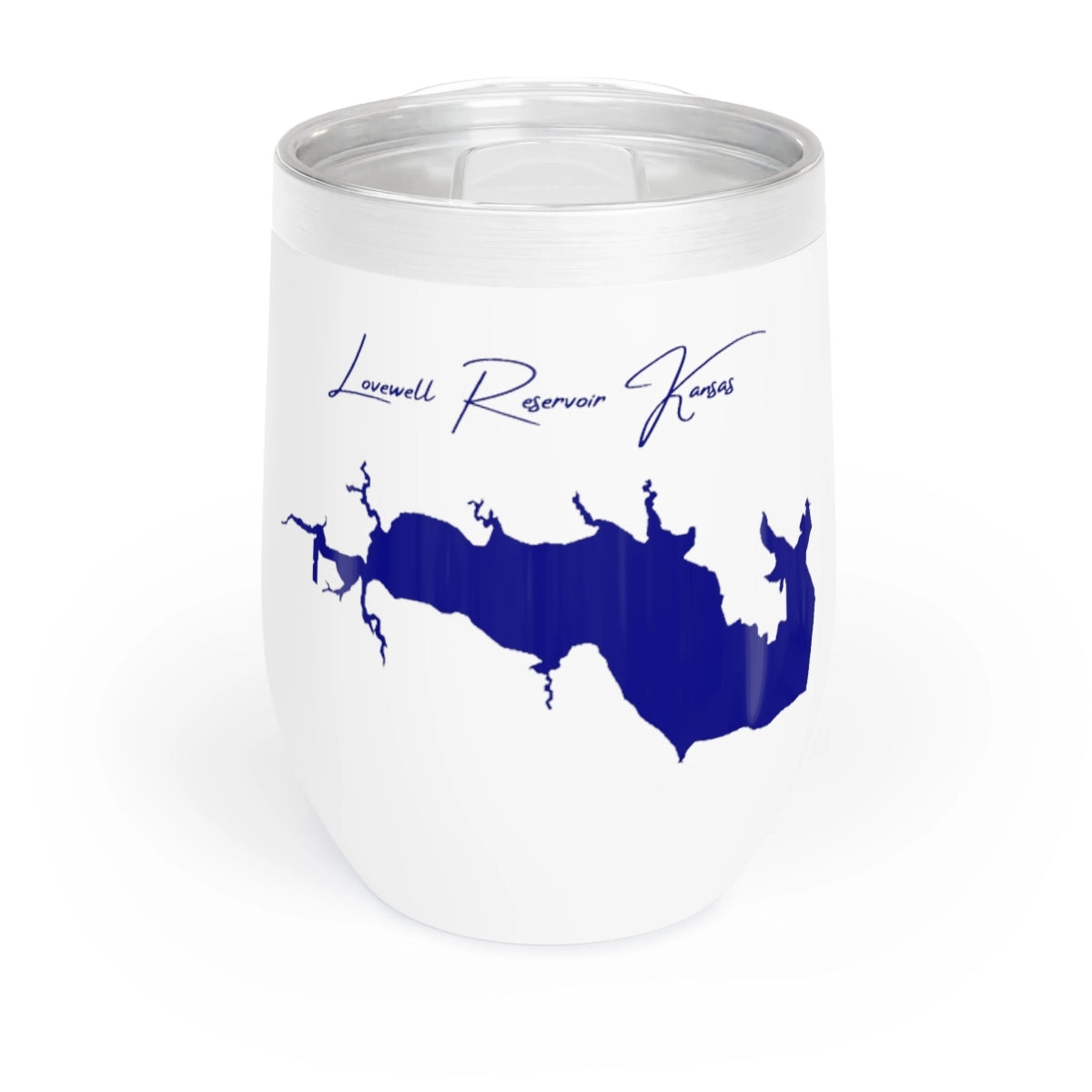 Kansas Lovewell Reservoir Wine Tumbler front position view from front white.webp