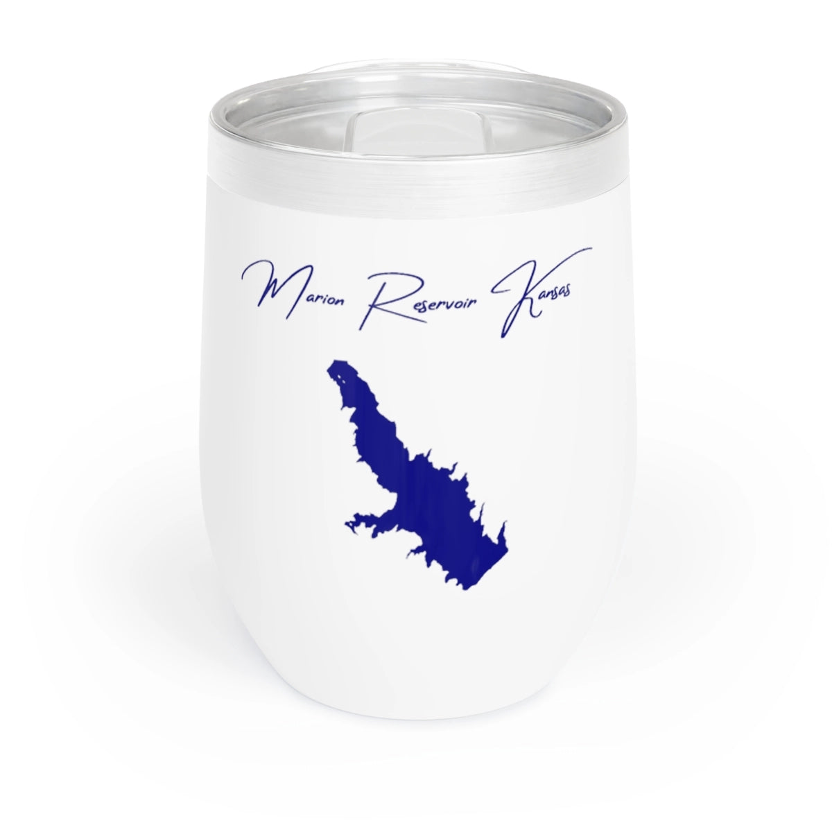 Kansas Marion Reservoir Wine Tumbler front position view from front white.webp