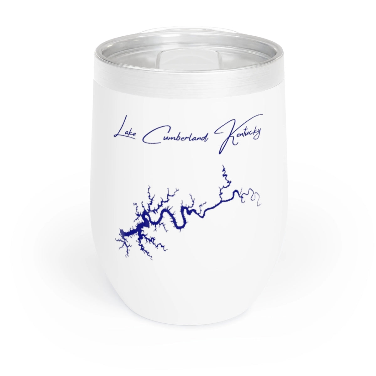 Kentucky Lake Cumberland Wine Tumbler front position view from front white.webp