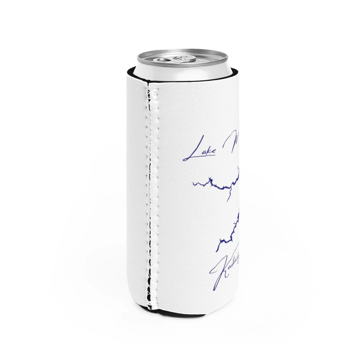 Kentucky Lake Malone Slim Can Koozie all position view from right white.webp