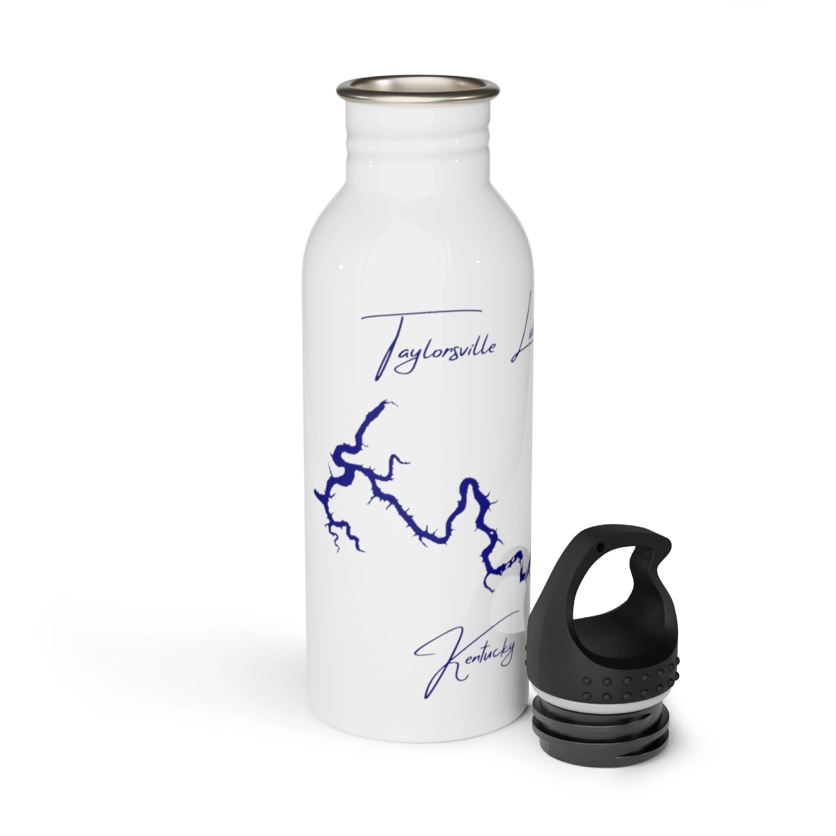 Kentucky Taylorsville Lake Water bottle other position view from open white.webp