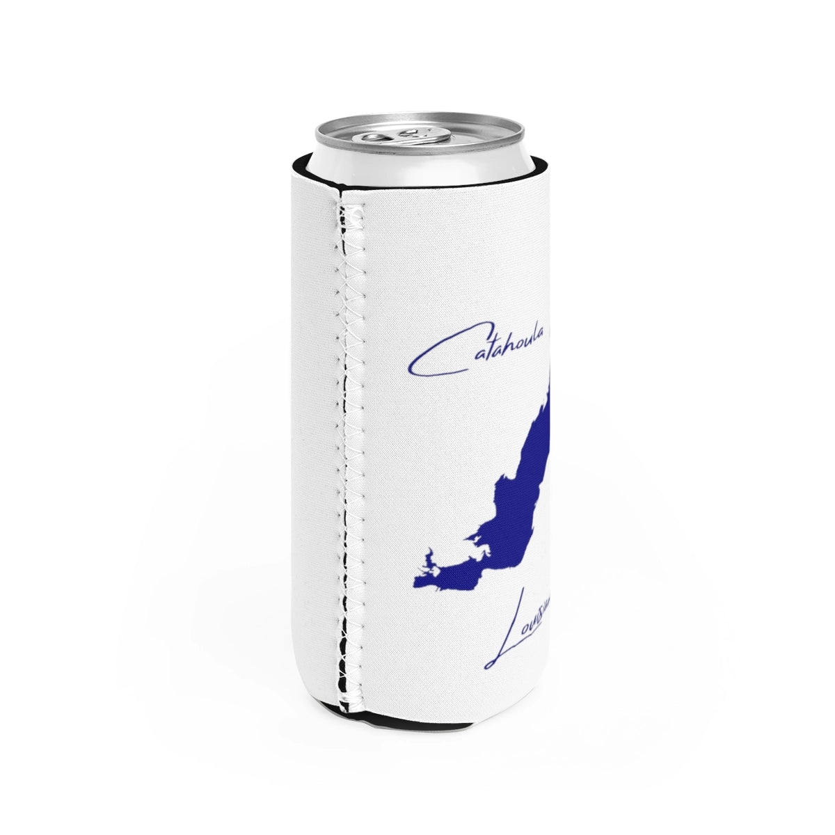 Louisiana Catahoula Lake Slim Can Koozie all position view from right white.webp