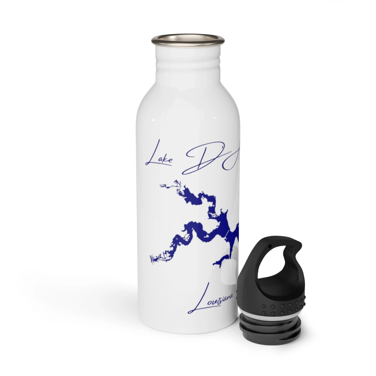 Louisiana Lake D'Arbonne Water bottle other position view from open white.webp