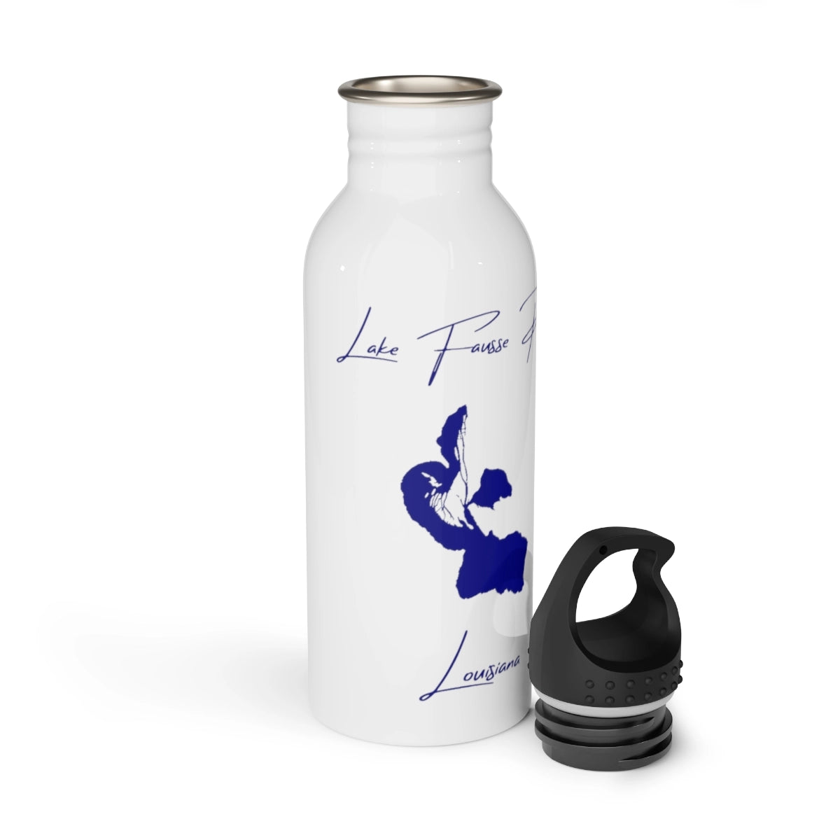 Louisiana Lake Fausse Pointe Water bottle other position view from open white.webp