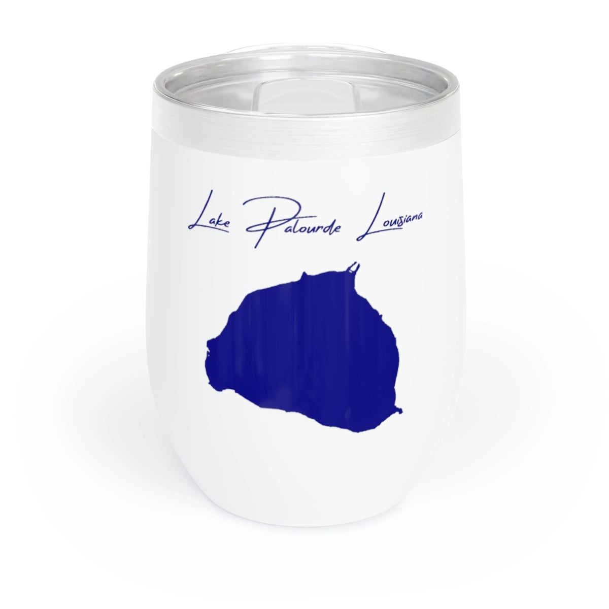 Louisiana Lake Palourde Wine Tumbler front position view from front white.webp