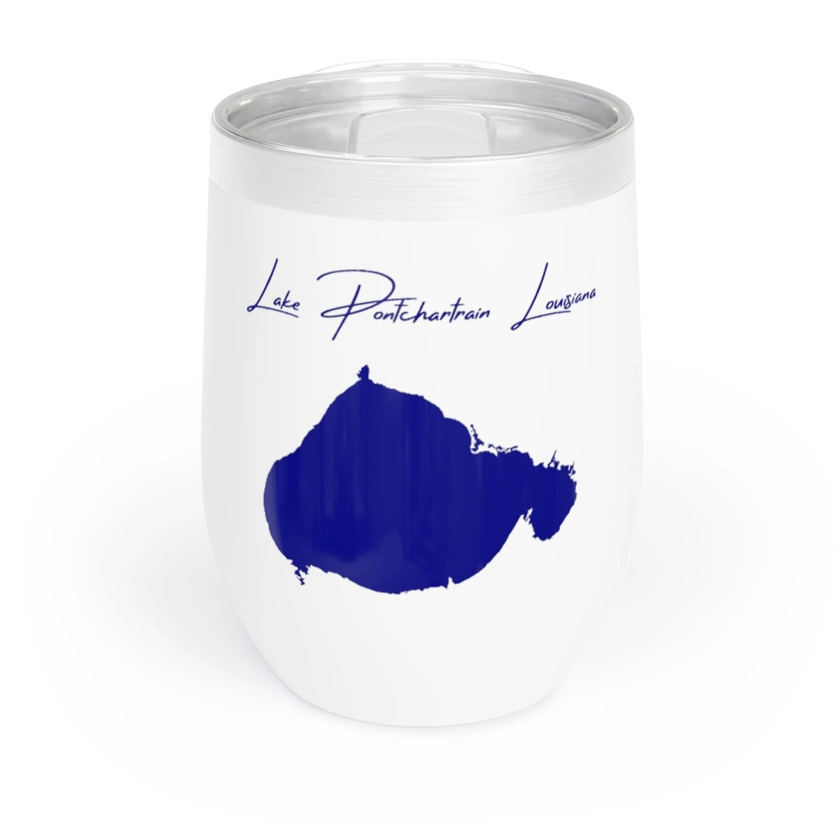 Louisiana Lake Pontchartrain Wine Tumbler front position view from front white.webp