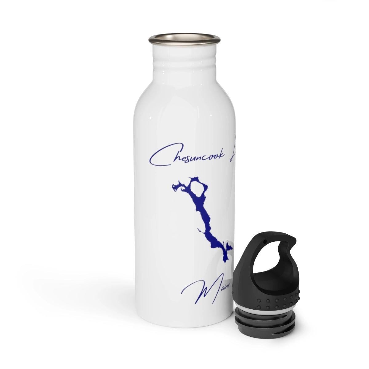 Maine Chesuncook Lake Water bottle other position view from open white.webp