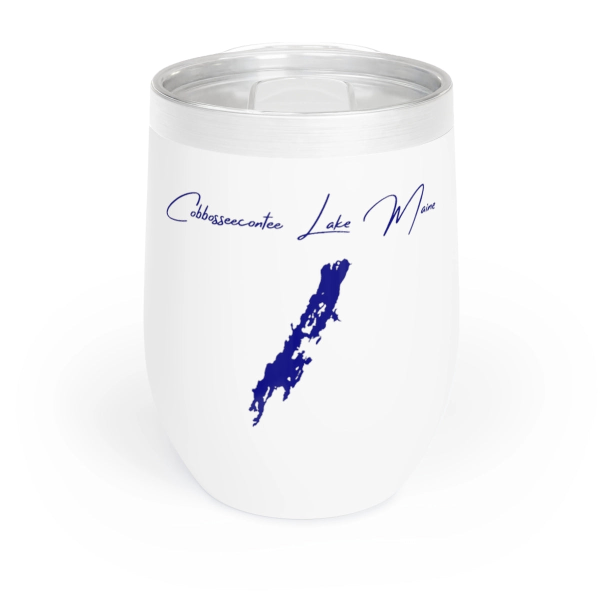 Maine Cobbosseecontee Lake Wine Tumbler front position view from front white.webp