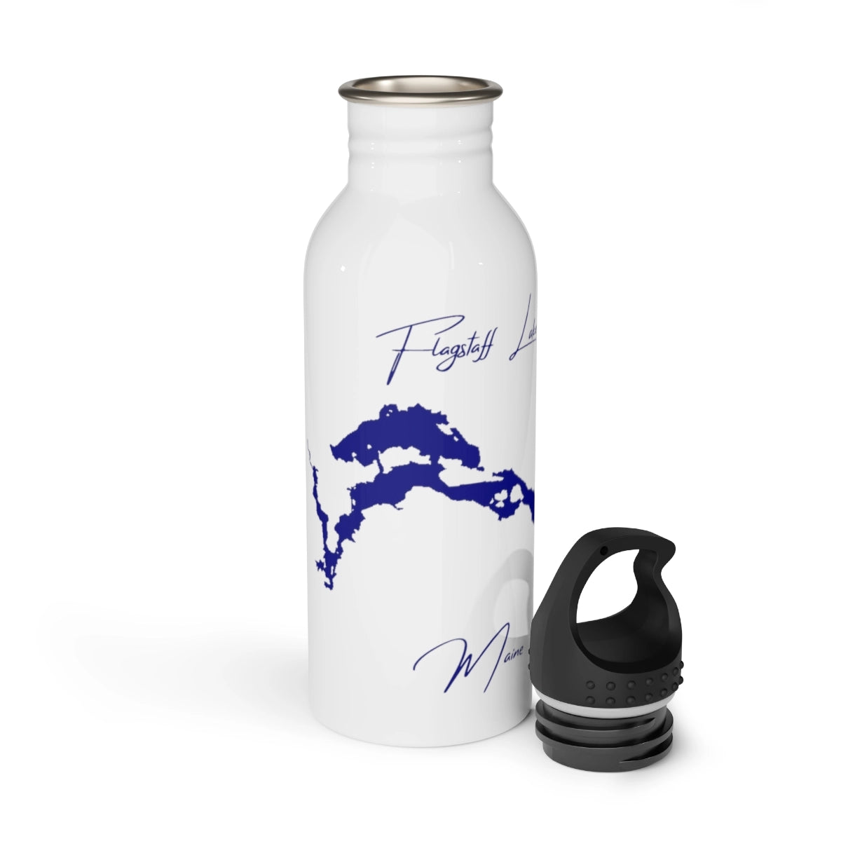 Maine Flagstaff Lake Water bottle other position view from open white.webp