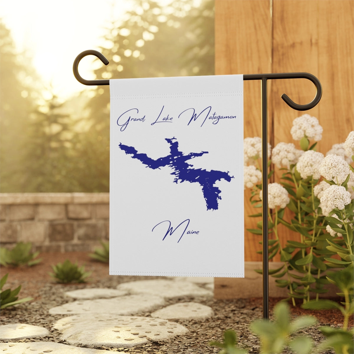 Maine Grand Lake Matagamon Garden Banner other position view from context-1 12'' x 18''.webp